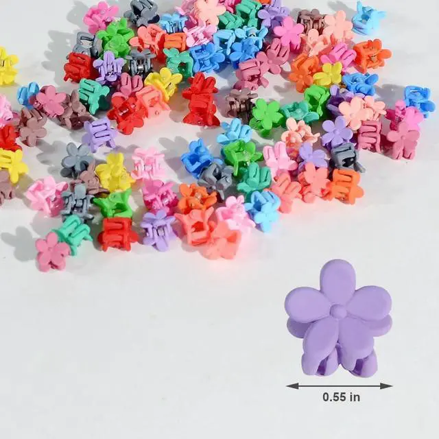 Alt view image 2 of 7 - Mini Flower Hair Clip Flower Clips,Colorful Mini Hair Claw,for Women, Girls,Baby, Toddler Bangs Strong Grip Small Tiny Rainbow Hair Clips (50, Matte Colors)