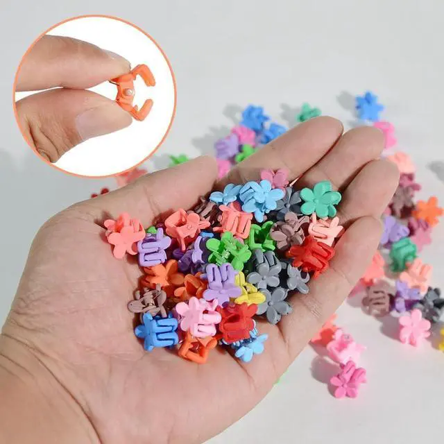 Alt view image 4 of 7 - Mini Flower Hair Clip Flower Clips,Colorful Mini Hair Claw,for Women, Girls,Baby, Toddler Bangs Strong Grip Small Tiny Rainbow Hair Clips (50, Matte Colors)