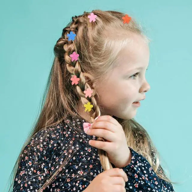 Alt view image 3 of 7 - Mini Flower Hair Clip Flower Clips,Colorful Mini Hair Claw,for Women, Girls,Baby, Toddler Bangs Strong Grip Small Tiny Rainbow Hair Clips (50, Matte Colors)