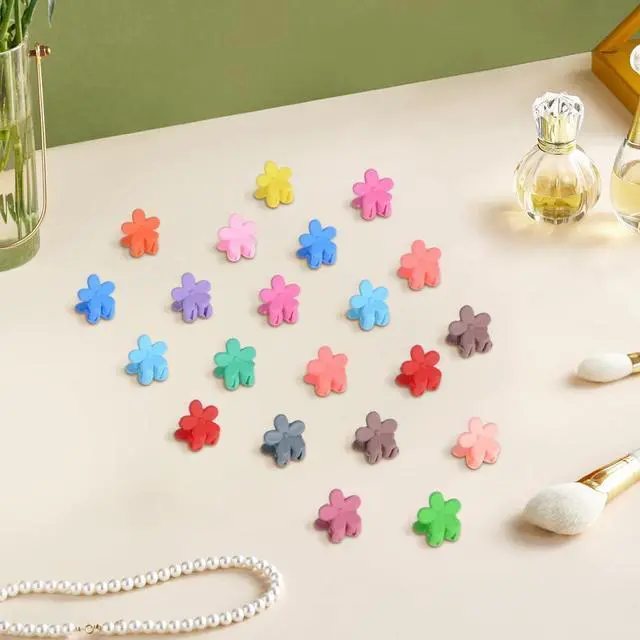 Alt view image 7 of 7 - Mini Flower Hair Clip Flower Clips,Colorful Mini Hair Claw,for Women, Girls,Baby, Toddler Bangs Strong Grip Small Tiny Rainbow Hair Clips (50, Matte Colors)