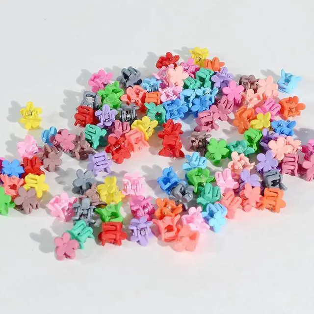 Alt view image 6 of 7 - Mini Flower Hair Clip Flower Clips,Colorful Mini Hair Claw,for Women, Girls,Baby, Toddler Bangs Strong Grip Small Tiny Rainbow Hair Clips (50, Matte Colors)