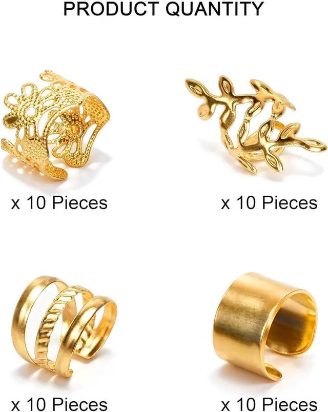 Alt view image 2 of 7 - Gold Hair Braids Dreadlock Non-Piercing Ear Clip Beard Cuffs Clip Hair Accessories Styling Fashion Jewelry Gift Toos for Women Men Passion Twist Goddess Locs Crochet Hair Rings (40Pcs, Gold)