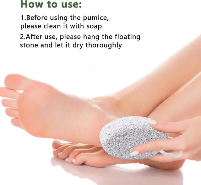 Alt view image 6 of 7 - Natural Foot Pumice Stone for Feet, Borogo 2-Pack Lava Pedicure Tools Hard Skin Callus Remover for Feet and Hands - White