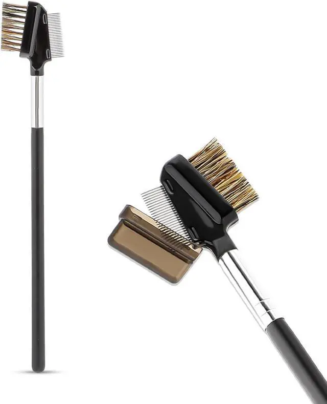 Main image of 1 Pcs Eyebrow Brush, Metal Eyelash Comb, Resuable Dual Eyebrow Comb, Eye Brow Makeup Brush Eye Lash Comb for Eyelashes Extension (Bristles)