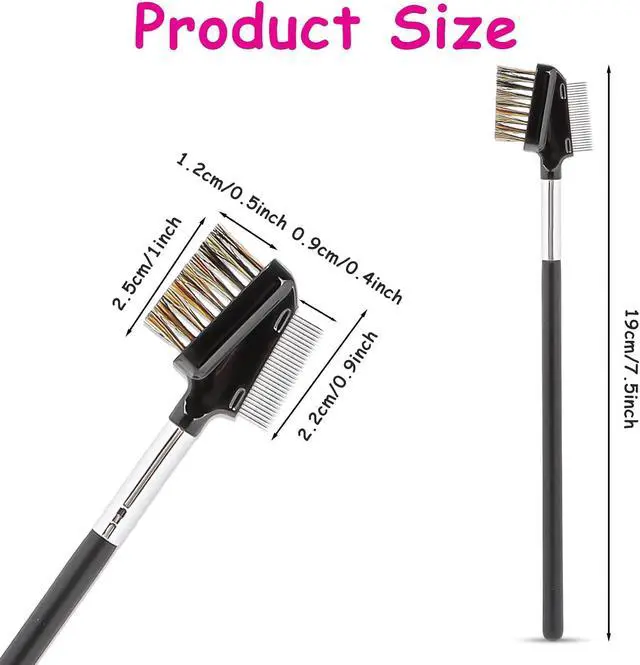 Alt view image 2 of 7 - 1 Pcs Eyebrow Brush, Metal Eyelash Comb, Resuable Dual Eyebrow Comb, Eye Brow Makeup Brush Eye Lash Comb for Eyelashes Extension (Bristles)