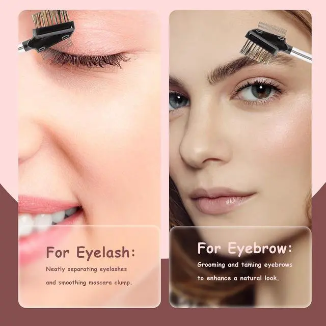 Alt view image 3 of 7 - 1 Pcs Eyebrow Brush, Metal Eyelash Comb, Resuable Dual Eyebrow Comb, Eye Brow Makeup Brush Eye Lash Comb for Eyelashes Extension (Bristles)