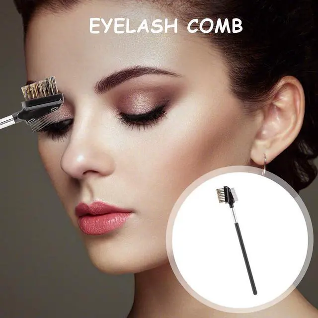 Alt view image 6 of 7 - 1 Pcs Eyebrow Brush, Metal Eyelash Comb, Resuable Dual Eyebrow Comb, Eye Brow Makeup Brush Eye Lash Comb for Eyelashes Extension (Bristles)