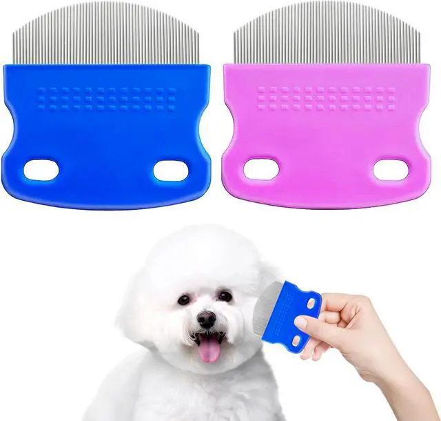 Main image of 2 Pack Professional Eye Comb For Pets,Stainless Steel Tear Stain Remover,Flea Lice Comb,For Cats & Dogs,Gentle Round-Head Grooming Tool,Precisely Removes Stains, Dirt And Debris From The Eye Area