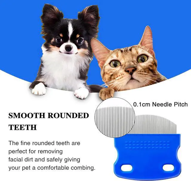 Alt view image 2 of 7 - 2 Pack Professional Eye Comb For Pets,Stainless Steel Tear Stain Remover,Flea Lice Comb,For Cats & Dogs,Gentle Round-Head Grooming Tool,Precisely Removes Stains, Dirt And Debris From The Eye Area