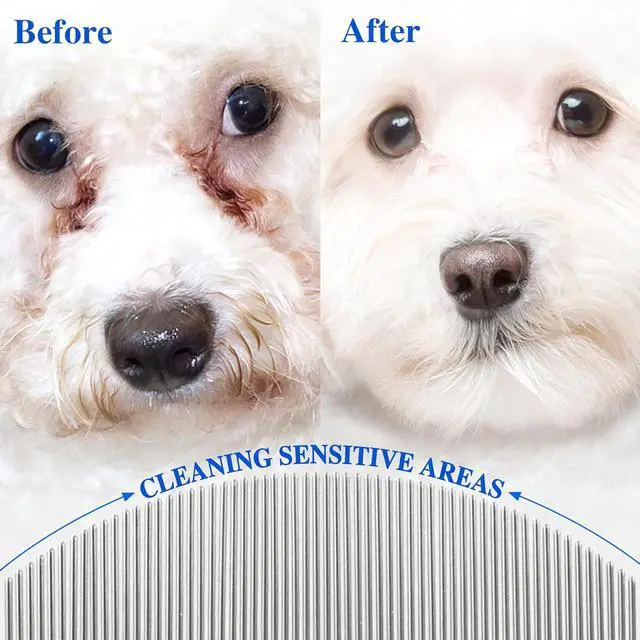 Alt view image 4 of 7 - 2 Pack Professional Eye Comb For Pets,Stainless Steel Tear Stain Remover,Flea Lice Comb,For Cats & Dogs,Gentle Round-Head Grooming Tool,Precisely Removes Stains, Dirt And Debris From The Eye Area
