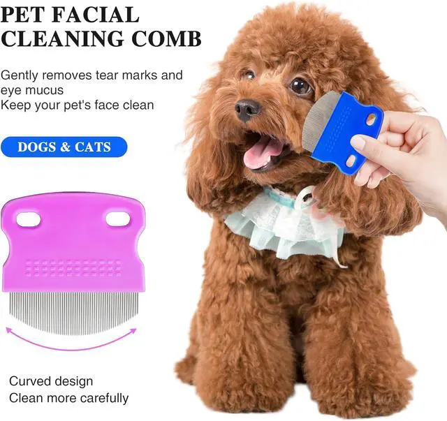 Alt view image 5 of 7 - 2 Pack Professional Eye Comb For Pets,Stainless Steel Tear Stain Remover,Flea Lice Comb,For Cats & Dogs,Gentle Round-Head Grooming Tool,Precisely Removes Stains, Dirt And Debris From The Eye Area
