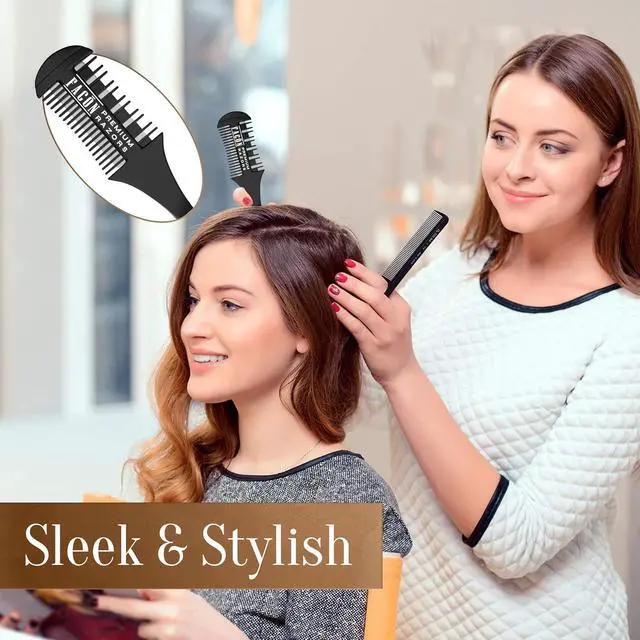 Alt view image 3 of 7 - Facón Razor Comb for Hair Cutting - Professional Hair Cutting Comb Kit with 12 Replacement Blades, Double Edge Shaper for Salon & Home, Premium Styling Thinning Texturizing Split Ends Trimming Razor