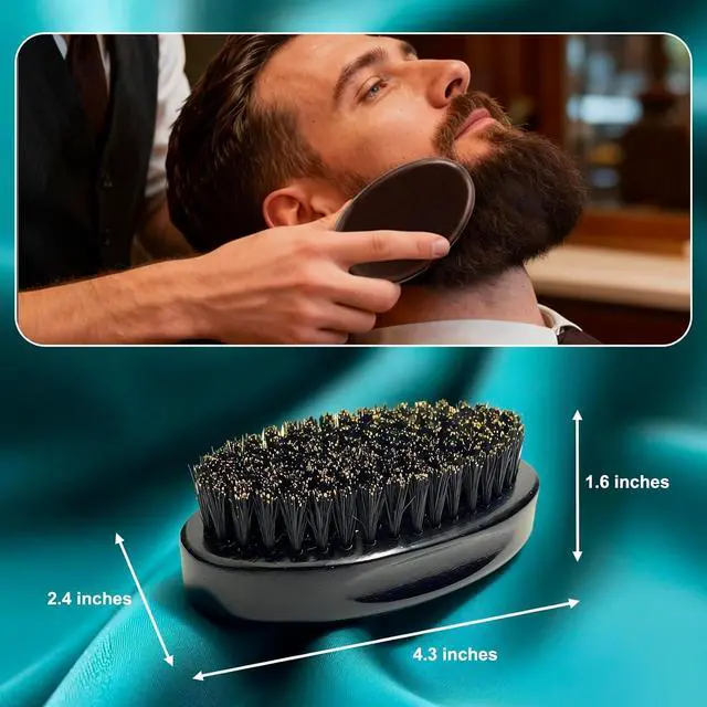 Alt view image 3 of 7 - 4.3 IN Natural Boar Bristle Beard Brush for Men | Premium Wooden Handle with Boar Bristles, Pocket Travel, Mustache Grooming Tool, for Husband & Father