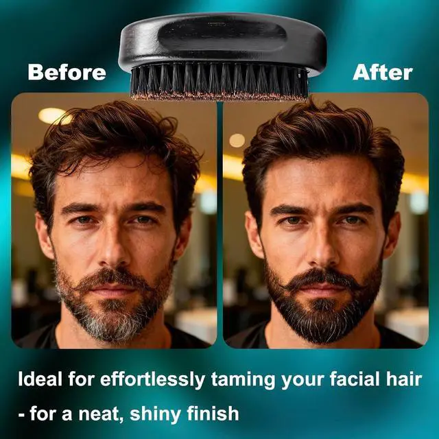 Alt view image 4 of 7 - 4.3 IN Natural Boar Bristle Beard Brush for Men | Premium Wooden Handle with Boar Bristles, Pocket Travel, Mustache Grooming Tool, for Husband & Father