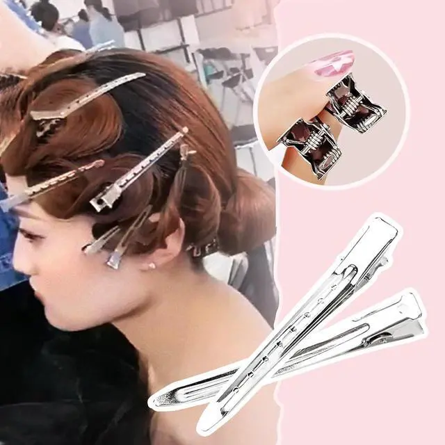 Alt view image 5 of 6 - 30 Packs Hair Clips, Duck Bill Clips, Hair Coloring, Hair Clips & Barrettes, 3.5 Inches Rustproof Metal Alligator Curl Clips with Holes for Hair Styling, Silver