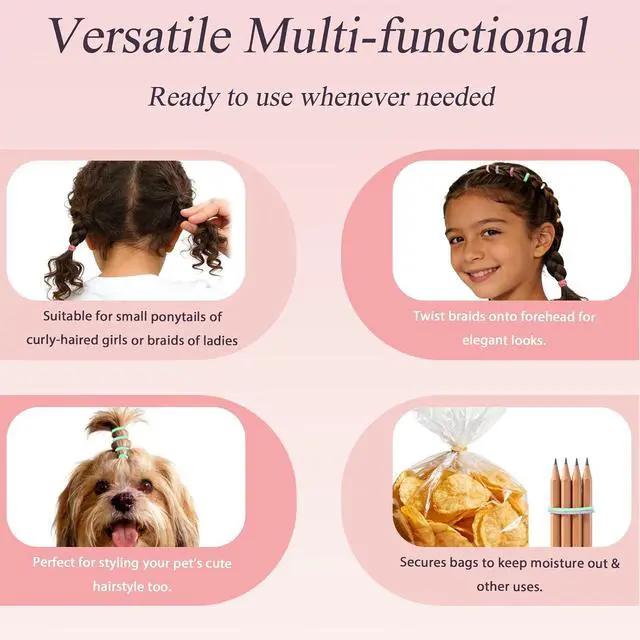Alt view image 7 of 7 - 1000pcs Mini Rubber Bands, No-Damage Elastic Hair Ties for Girls | Soft durable plastic ponytail holders for little kids. Extra thick 0.65mm.Stretchy for braids, daily hairstyles.