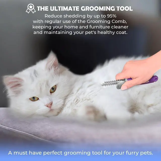 Alt view image 6 of 7 - GENPEPADO Dematting Undercoat Rake Comb for Dogs & Cats with Long 2.5-In Stainless Steel Safety Blades for Removing Knots, Mats & Tangles - Pet Grooming Deshedding Brush Tool with Anti-Slip Grip