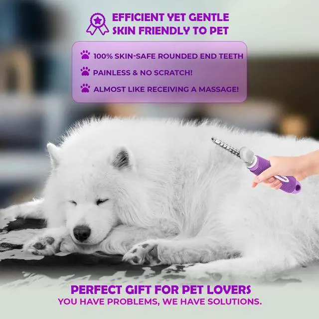 Alt view image 7 of 7 - GENPEPADO Dematting Undercoat Rake Comb for Dogs & Cats with Long 2.5-In Stainless Steel Safety Blades for Removing Knots, Mats & Tangles - Pet Grooming Deshedding Brush Tool with Anti-Slip Grip