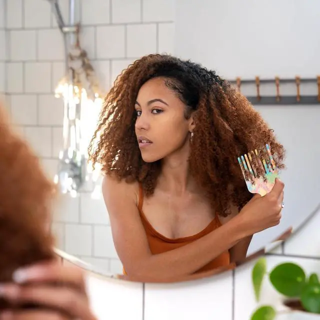 Alt view image 6 of 7 - 2pcs Hair Pick Comb, Wide Tooth Comb for Curls, 4.7in Long, Smooth | Detangling Lifting Curly Hair Picks Afro Smooth Styling Tools for Women, Men Barber Supplies (Iridescent, Blue-brown)