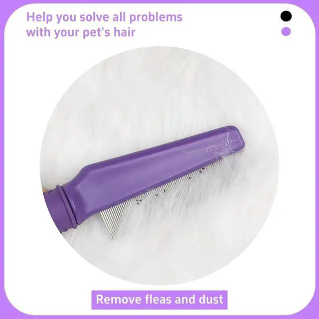 Alt view image 3 of 6 - Pet Flea Comb for Dogs & Cats,Removes Tangles & Flea, Tear Stain Removal, Stainless Steel Metal Teeth, Non-slip & Anti-static Rubber Handle, Safe & Gentle Pet Grooming Comb