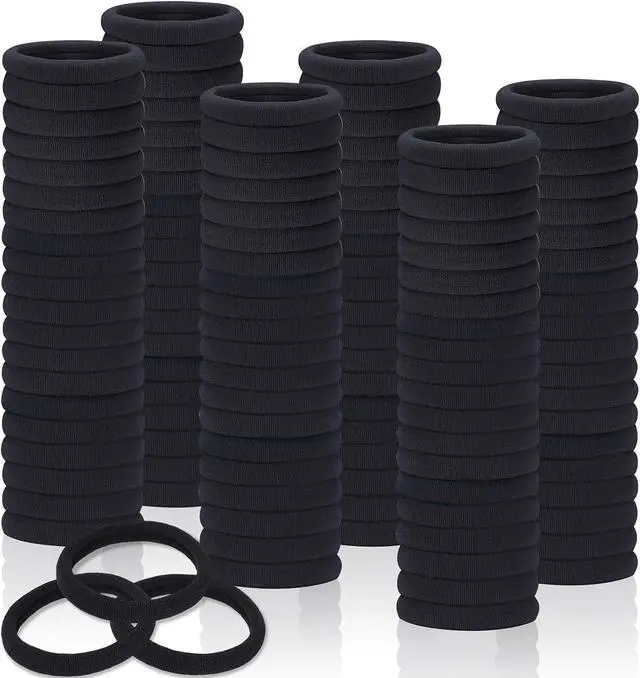 Main image of 150 Pcs Seamless Elastic Hair Ties No Damage for Thick & Thin Hair, Ponytail Holders, Elastics, Soft Pony Tails Bands for Women, All Black