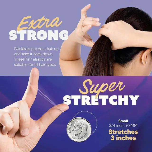 Alt view image 3 of 6 - Gumi good Ouchless Hair Elastics, Clear, Small, 3/4 Inch | Snag-free, stretchy hair ties glide off without pulling; secure hold for fine or thick hair, ponytails, braids and buns.