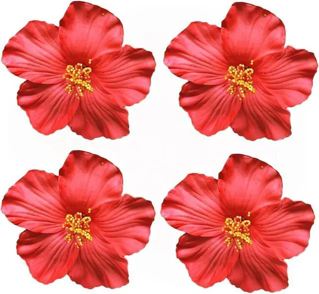 Main image of 4Pcs Red Hawaiian Flower Hair Clip for Women Girls Fashion Bohemian Flowers Hair Accessory for Dancer Bridal Wedding Beach Party Clips and Barrettes Hair Accessories 8cm