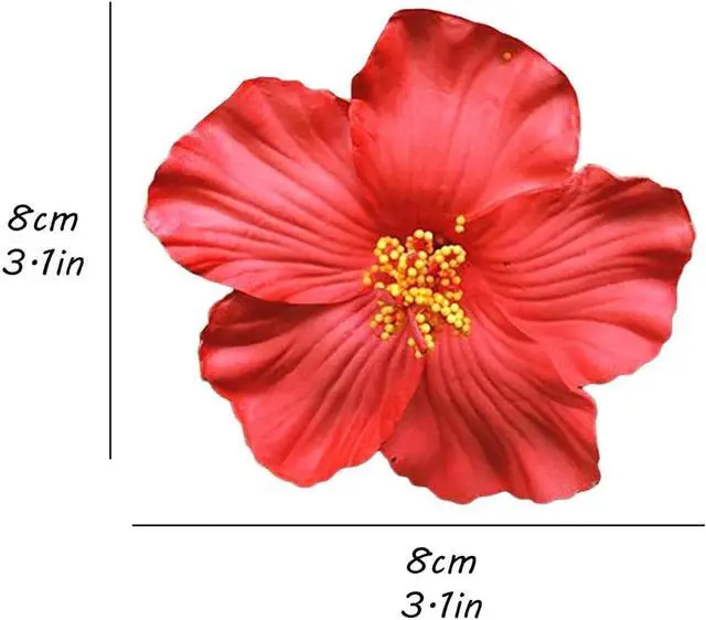 Alt view image 2 of 7 - 4Pcs Red Hawaiian Flower Hair Clip for Women Girls Fashion Bohemian Flowers Hair Accessory for Dancer Bridal Wedding Beach Party Clips and Barrettes Hair Accessories 8cm