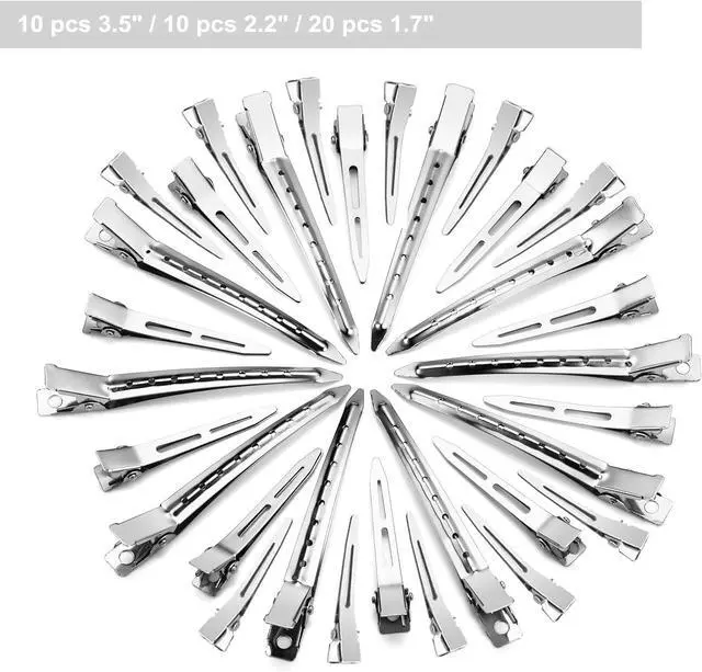 Alt view image 3 of 7 - 40pcs Metal Duck Billed Hair Clips for Styling Sectioning,Silver for Women Long Hair, Alligator Curl Clips for Hair Roller,Salon,Bows DIY with Case