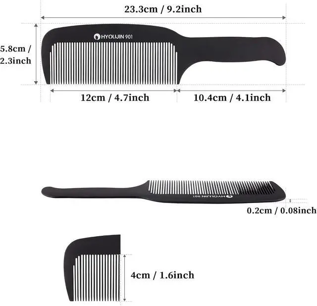 Alt view image 4 of 4 - HYOUJIN 901 Carbon Flat Top Clipper Comb for Clipper-cuts and Flattops | 230 Heat Resistant Hair Cutting Combs for Men,Women,Anti-Static Professional Barber Clipper Comb for Fade Blending Flat Top