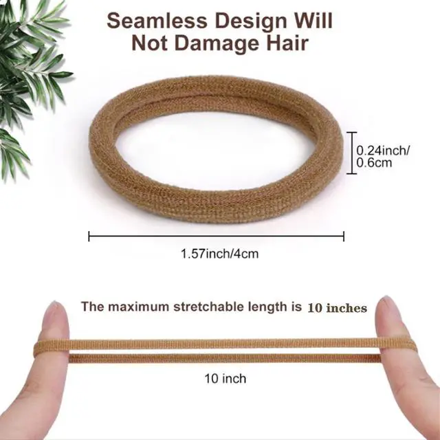 Alt view image 2 of 7 - Pimoys 100 Pcs Elastic Hair Ties, Thick Seamless Hair Bands No Damage Soft Ponytail Holders Hair Accessories for Girls Women, Black