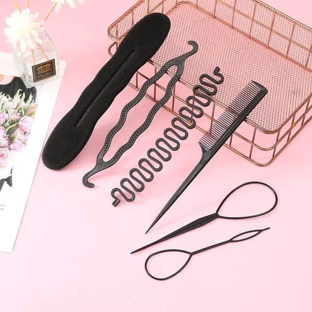 Alt view image 2 of 5 - UTTH-DTTK Hair French Braid Tool, 6 pieces Resin Centipede Braid Maker Hair Styling Accessories for Women, Girls, 1 Count (Black 6-piece set)