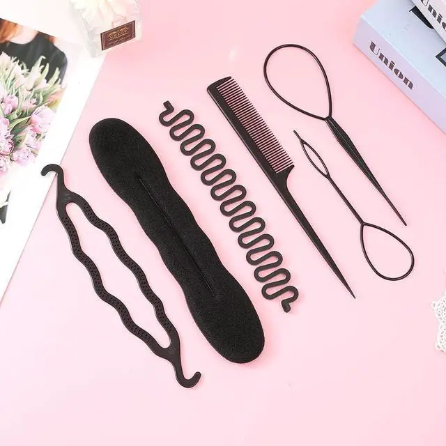 Alt view image 3 of 5 - UTTH-DTTK Hair French Braid Tool, 6 pieces Resin Centipede Braid Maker Hair Styling Accessories for Women, Girls, 1 Count (Black 6-piece set)