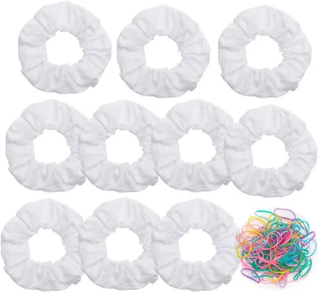 Main image of 10 Pack White Cotton Scrunchies for Tie Dye Hair Elastic Hair Ties Pony Tail Holder for Party