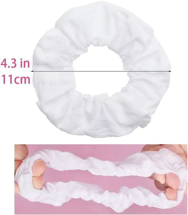 Alt view image 3 of 7 - 10 Pack White Cotton Scrunchies for Tie Dye Hair Elastic Hair Ties Pony Tail Holder for Party