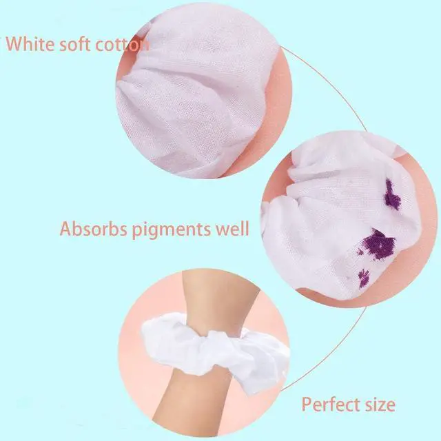 Alt view image 4 of 7 - 10 Pack White Cotton Scrunchies for Tie Dye Hair Elastic Hair Ties Pony Tail Holder for Party