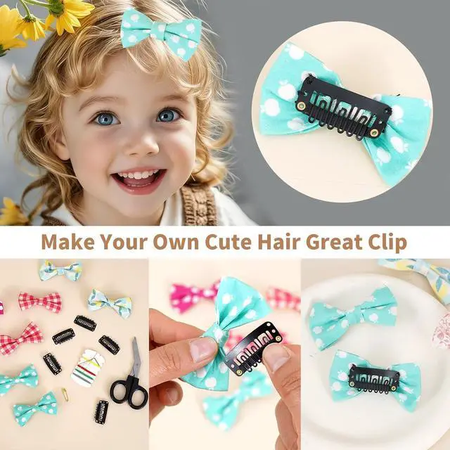 Alt view image 5 of 7 - 30 Pieces Wig Clips to Secure, Flat Hair Clip, Hair Extension Clip with Thread Kit, Hair Extensions Clip for Women, Bangs Hair Clip DIY Set for Kids and Pets, Black Chunni Clips