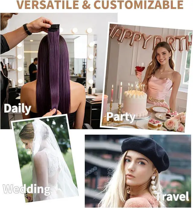 Alt view image 7 of 7 - 30 Pieces Wig Clips to Secure, Flat Hair Clip, Hair Extension Clip with Thread Kit, Hair Extensions Clip for Women, Bangs Hair Clip DIY Set for Kids and Pets, Black Chunni Clips