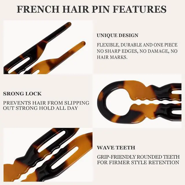 Alt view image 2 of 7 - Sunolga 6 PCS 2.83 in Small French Hair Pins for Women, Prestige Hair Pins for All Hair, Curved Shape for Better Head Fit Hair Accessories, Serrated Anti-Slip Design Hairpins