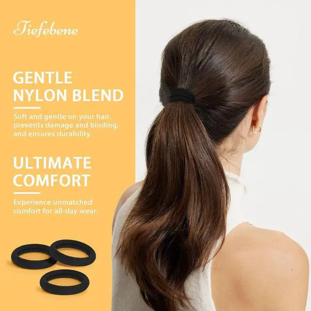 Alt view image 2 of 7 - 150PCS Black Cotton Hair Bands - Seamless Ponytail Holders, No Damage Elastics for Thick Hair, Soft Hair Bands for Women