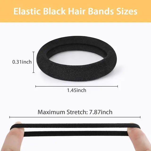 Alt view image 3 of 7 - 150PCS Black Cotton Hair Bands - Seamless Ponytail Holders, No Damage Elastics for Thick Hair, Soft Hair Bands for Women