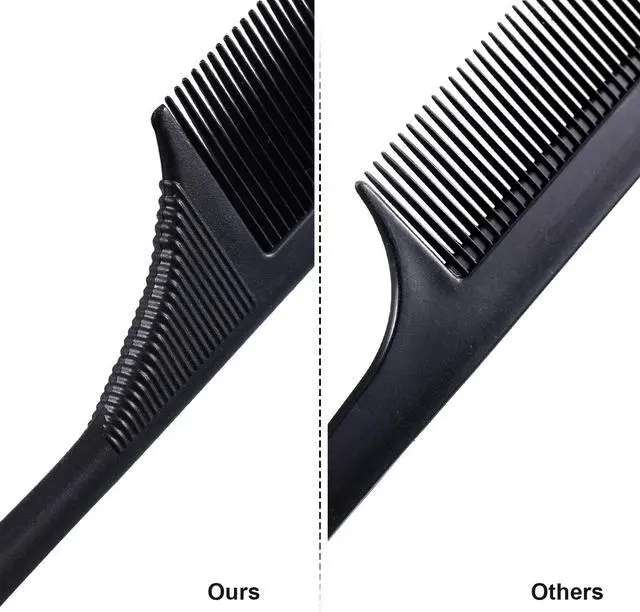 Alt view image 4 of 6 - Leinuosen 3 Pack Rat Tail Combs Fine Tooth Parting Tip | Carbon Fiber Heat Resistant Anti Static Teasing for Back Combing Root Teasing Adding Volume Evening Styling