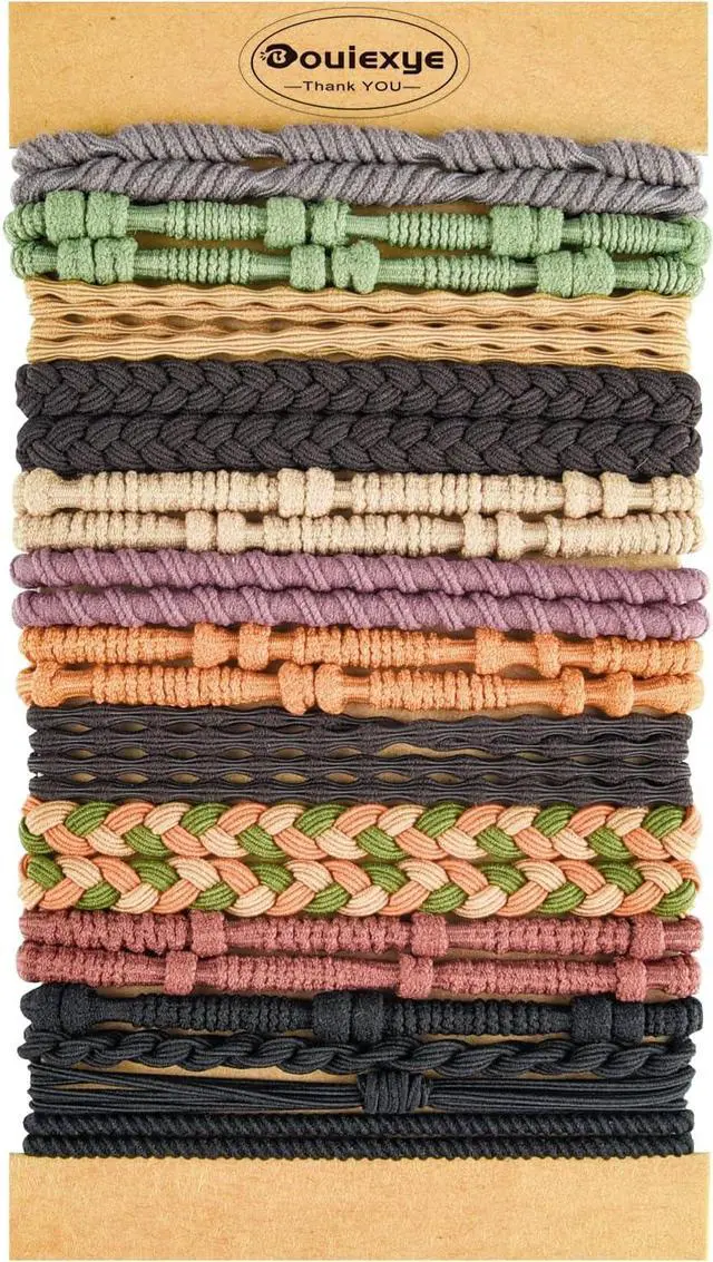 Main image of Boho Hair Accessories for Women: 24PCS Hair Tie Bracelets, 6 Styles, 10 Colors, No Damage for Thick Hair