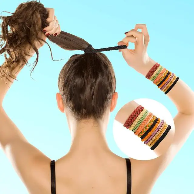 Alt view image 2 of 6 - Boho Hair Accessories for Women: 24PCS Hair Tie Bracelets, 6 Styles, 10 Colors, No Damage for Thick Hair