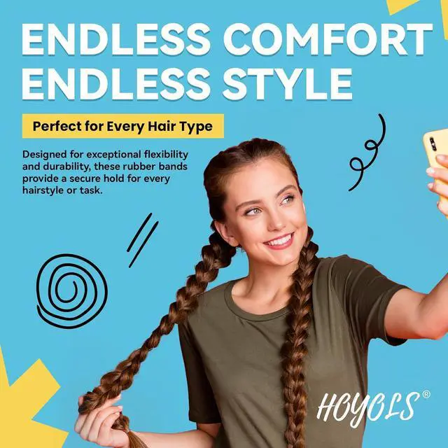 Alt view image 2 of 7 - HOYOLS Clear Hair Ties, 1500 Pcs Small Elastic Rubber Bands | Soft Mini TPU Rubber Bands with No-Snag Stretch Hold for Braids, Ponytails and Daily Styling for Women and Teens