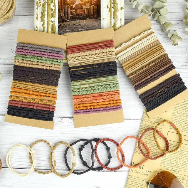 Alt view image 5 of 6 - Boho Hair Accessories for Women: 24PCS Hair Tie Bracelets, 6 Styles, 10 Colors, No Damage for Thick Hair