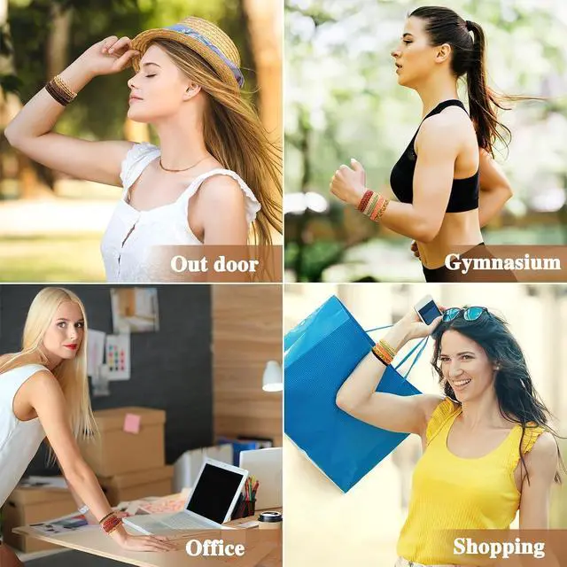 Alt view image 6 of 6 - Boho Hair Accessories for Women: 24PCS Hair Tie Bracelets, 6 Styles, 10 Colors, No Damage for Thick Hair