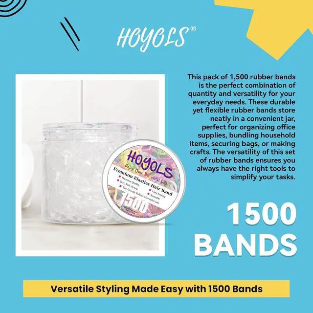 Alt view image 4 of 7 - HOYOLS Clear Hair Ties, 1500 Pcs Small Elastic Rubber Bands | Soft Mini TPU Rubber Bands with No-Snag Stretch Hold for Braids, Ponytails and Daily Styling for Women and Teens