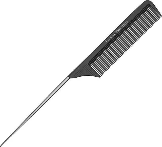Main image of Professional 8.8 Inch Tail Comb - Black Carbon Fiber And Stainless Steel Pintail - Anti Static And Heat Resistant Teasing Lightweight Comb For All Hair Types