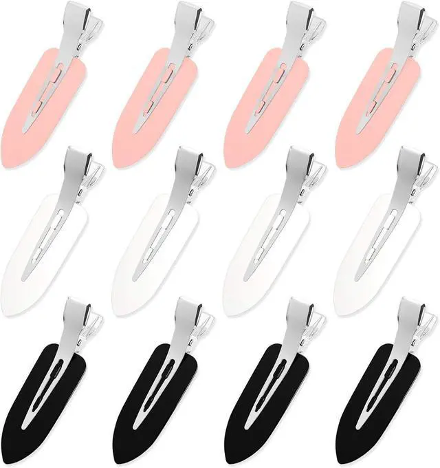 Main image of Hair Clip, 12 Pcs No Crease Hair Clips for Styling and Makeup | 3 Colors ABS Resin and Stainless Steel Hair Clips, Non Slip, No Bend Design, Suitable for All Hairstyles